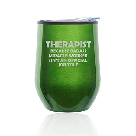 Stemless Wine Tumbler Coffee Travel Mug Glass with Lid Therapist Miracle Worker Job Title Funny (Green)
Stemless Wine Tumbler Coffee Travel Mug Glass with Lid Therapist Miracle Worker Job Title Funny (Green)