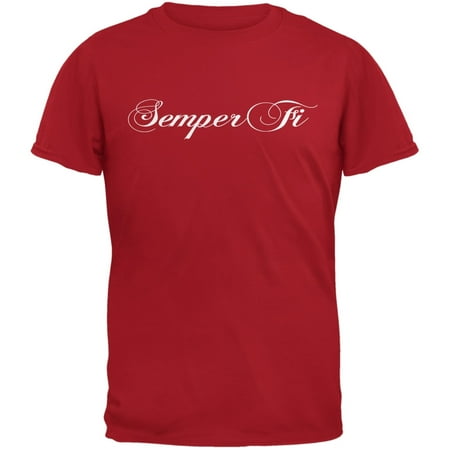 Semper Fi Script Red Adult T-Shirt