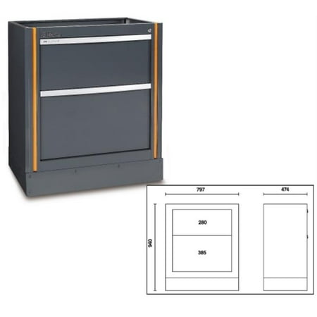 Beta Tools USA 055000202 C55 M2-Fixed Module With 2 Drawers