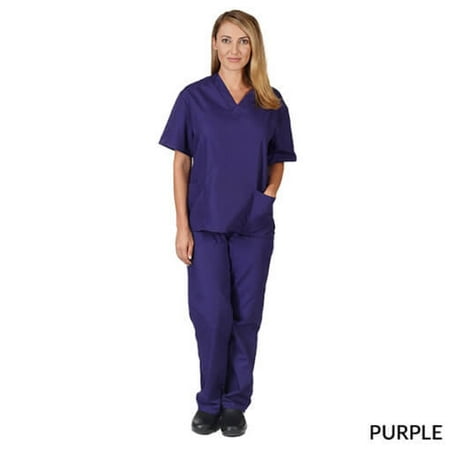NATURAL UNIFORMS WOMENS SOLID V-NECK SCRUB SET FREE SHIPPING
