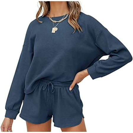 CoCopeaunts Women s Waffle Knit Pajama Long Sleeve Top Shorts Pullover Pajama Set with Pockets Casual Loungewear
CoCopeaunts Women s Waffle Knit Pajama Long Sleeve Top Shorts Pullover Pajama Set with Pockets Casual Loungewear