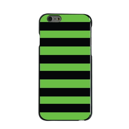 CUSTOM Black Hard Plastic Snap-On Case for Apple iPhone 6 PLUS / 6S PLUS (5.5" Screen) - Black & Green Bold Stripes