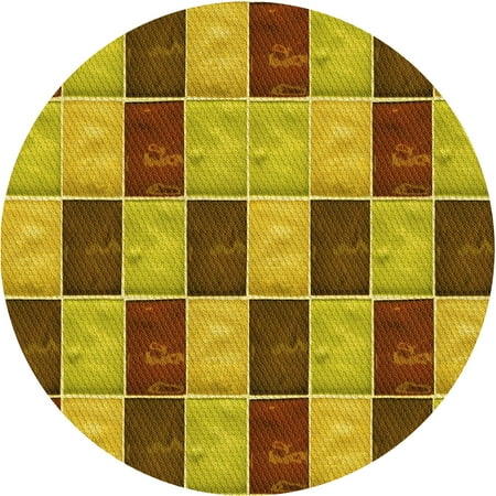 Ahgly Company Indoor Round Patterned Saddle Brown Area Rugs 7 Round