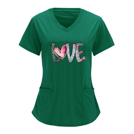 LOVE Print Working Uniform Women Casual V Neck Valentine Day Letter Printed Short Sleeve Working Shirt Top Scrubs Uniform Nurses
LOVE Print Working Uniform Women Casual V Neck Valentine Day Letter Printed Short Sleeve Working Shirt Top Scrubs Uniform Nurses