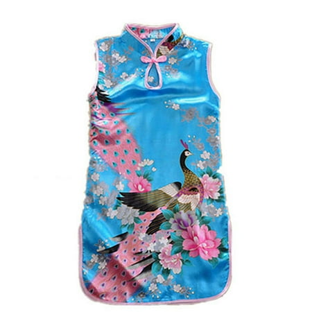 Pengpengfang Chinese Cheongsam Floral Peacock Pattern Soft Faux Silk Girl Knee Length Dress for Party
Pengpengfang Chinese Cheongsam Floral Peacock Pattern Soft Faux Silk Girl Knee Length Dress for Party