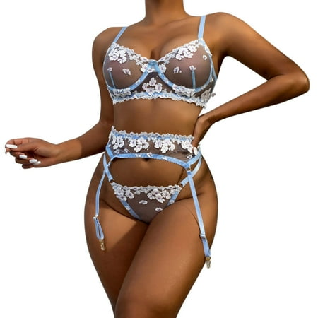 Womens Lingerie Sets Fashionable Lace Flower Embroidery Tight See-Through Mesh With Garter Belt Womens Underwear
Womens Lingerie Sets Fashionable Lace Flower Embroidery Tight See-Through Mesh With Garter Belt Womens Underwear