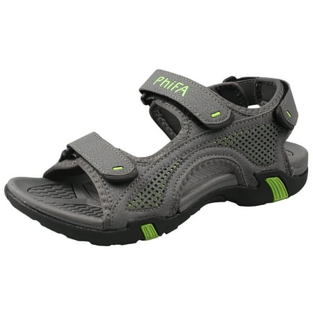 PhiFA Men s Synthetic Leather Sandals Opened Toe Gray US Size 11