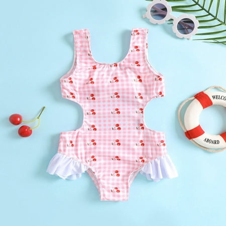 

Gubotare Summer Toddler Girls Ruffles Plaid Prints 1 Piece Swimwear Bowknot Beach Onesie Swimsuit Girl Bathing Suit Size 12 Pink 12-18 Months