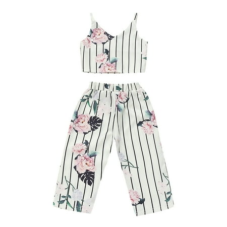 Kucnuzki 2T Baby Girl Summer Outfits Pants Sets 3T Sling Stripe Floral Prints Camisole Tops Elastic Pants 2PCS Set White
Kucnuzki 2T Baby Girl Summer Outfits Pants Sets 3T Sling Stripe Floral Prints Camisole Tops Elastic Pants 2PCS Set White