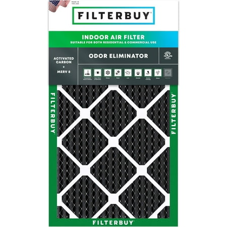 Filterbuy 10x20x1 MERV 8 Odor Eliminator Pleated HVAC AC Furnace Air Filters with Activated Carbon (1-Pack)
Filterbuy 10x20x1 MERV 8 Odor Eliminator Pleated HVAC AC Furnace Air Filters with Activated Carbon (1-Pack)