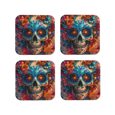 Tideii Colorful Floral Skull A for Leather Coasters 4 Pieces Anti-fouling and Anti-scalding Decorative Coasters Suitable for Restaurants Kitchens Coffee Shops-Square
Tideii Colorful Floral Skull A for Leather Coasters 4 Pieces Anti-fouling and Anti-scalding Decorative Coasters Suitable for Restaurants Kitchens Coffee Shops-Square