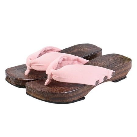 NUOLUX 1Pair of Creative Clog Sandal Stylish Wooden Clog Slippers Japanese Style Shoes