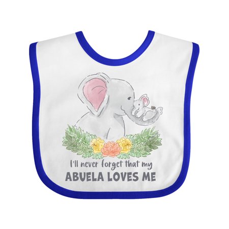 Inktastic I ll Never Forget That my Abuela Loves Me Cute Elephants Gift Baby Boy or Baby Girl Bib
