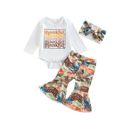 3Pcs Baby Girl Thanksgiving Clothes Turkey Letter Print Long Sleeve Romper Top Flare Pants Outfits Set with Headband
3Pcs Baby Girl Thanksgiving Clothes Turkey Letter Print Long Sleeve Romper Top Flare Pants Outfits Set with Headband