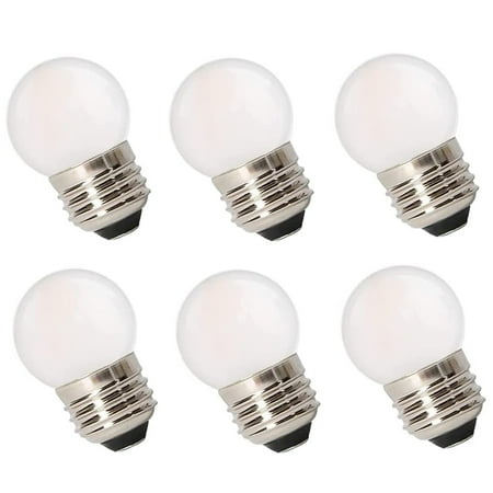 

G14.5 1W Frosted LED Globe Edison Night Light Bulb Low Wattage Small 15W Equivalent E26 2700k Soft White Light Bulb 6 Pack