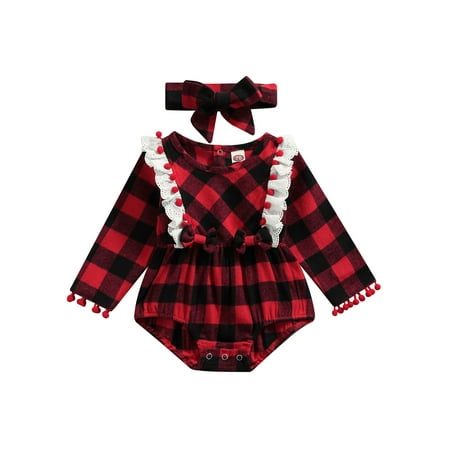 Canrulo XMAS Kids Baby Girls Clothes Set Plaid Print Long Sleeve Romper and Headband Outfits Red 3-6 Months
Canrulo XMAS Kids Baby Girls Clothes Set Plaid Print Long Sleeve Romper and Headband Outfits Red 3-6 Months