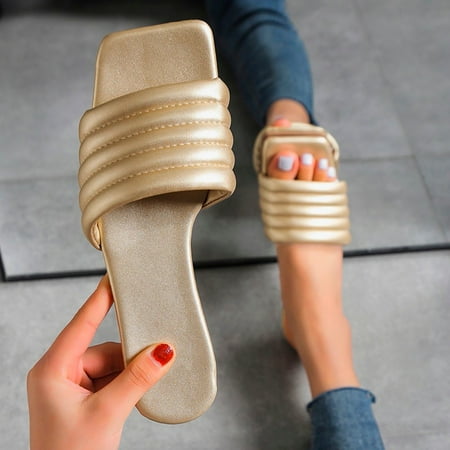 Cathalem Slippers with Soles for Women Ladies Fashion Solid Color Leather Open Toe Square Head Flat S Slippers for Women Size 9 Gold 6.5
Cathalem Slippers with Soles for Women Ladies Fashion Solid Color Leather Open Toe Square Head Flat S Slippers for Women Size 9 Gold 6.5