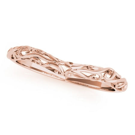 Diamond Wedding Band - Bridal Ring Set - 14K Rose Gold