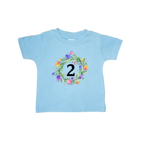 Inktastic 2nd Birthday Tulip Flower Wreath Gift Baby Boy or Baby Girl T-Shirt
