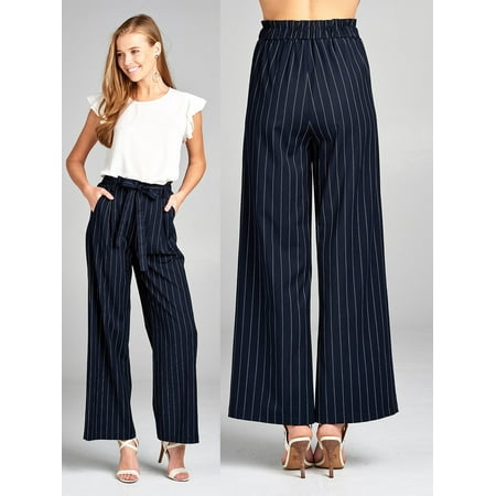 JED FASHION Women's Pinstripe High Waisted Wide Leg Woven Pants