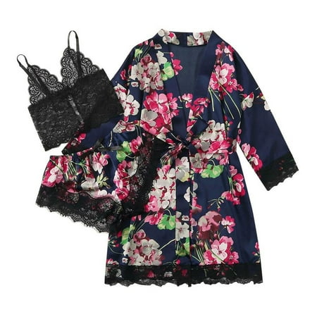 BIZIZA Cami Top and Shorts Pajama Set for Women with Robe Soft Loungewear 3 Piece PJ Sets Sleepwear Navy S
BIZIZA Cami Top and Shorts Pajama Set for Women with Robe Soft Loungewear 3 Piece PJ Sets Sleepwear Navy S
