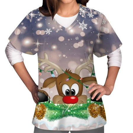50% off Clear! TMOYZQ Womens Christmas Scrub Tops Classic Fit Reindeer Print Short Sleeve V Neck Working Uniforms Professional Nursing Workwear Loose Blouse with Pockets Christmas Gifts for Womens
50% off Clear! TMOYZQ Womens Christmas Scrub Tops Classic Fit Reindeer Print Short Sleeve V Neck Working Uniforms Professional Nursing Workwear Loose Blouse with Pockets Christmas Gifts for Womens
