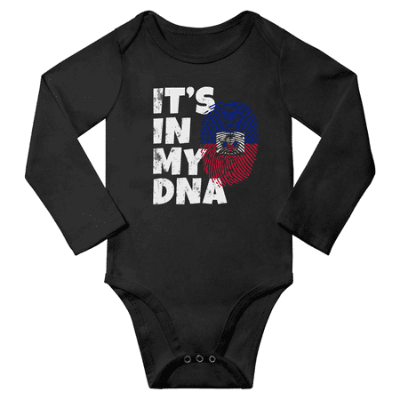 It s In My Haitian DNA Baby Long Sleeve Bodysuit Outfits (Black 24 Months)