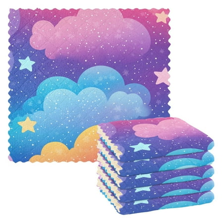 Blue Purple Clouds Cartoon Kitchen Cloth Dish Towels for Drying Washing Absorbent Dish Rags 6 Pack
Blue Purple Clouds Cartoon Kitchen Cloth Dish Towels for Drying Washing Absorbent Dish Rags 6 Pack