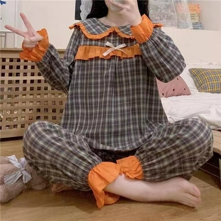 CoCopeaunt 100% Cotton Japanese Sleepwear sweet lattice long sleeved trousers pajamas for women in autumn lovely 2 Piece Cute Loungewear
CoCopeaunt 100% Cotton Japanese Sleepwear sweet lattice long sleeved trousers pajamas for women in autumn lovely 2 Piece Cute Loungewear