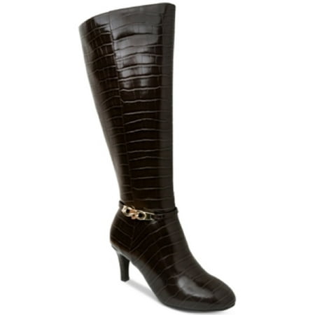 Karen Scott Hanna Dress Boots Brown Croc 9.5M