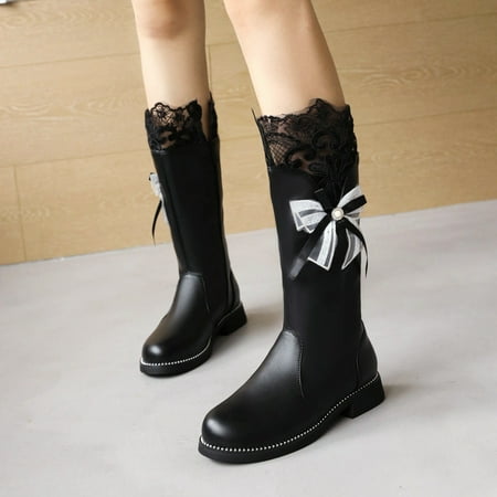 Ovzne Platform Boots Comfy Boots For Women Ladies Fashion Bow Solid Color Flat Round Toe Square Heel Middle Boots Women Clearance
Ovzne Platform Boots Comfy Boots For Women Ladies Fashion Bow Solid Color Flat Round Toe Square Heel Middle Boots Women Clearance