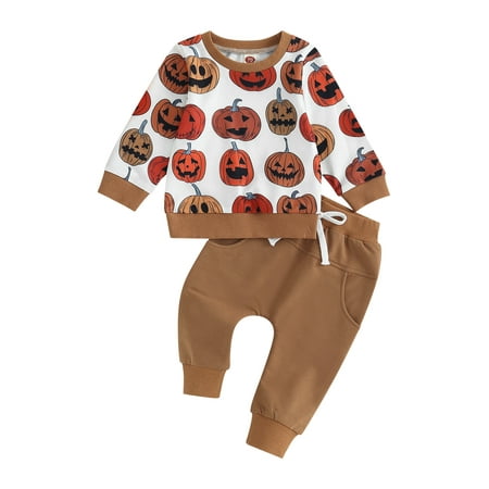 Toddler Baby Boy Girl Halloween Outfits Pumpkin Print Long Sleeve Sweatshirts and Pants 2Pcs Fall Winter Clothes Set 
Toddler Baby Boy Girl Halloween Outfits Pumpkin Print Long Sleeve Sweatshirts and Pants 2Pcs Fall Winter Clothes Set