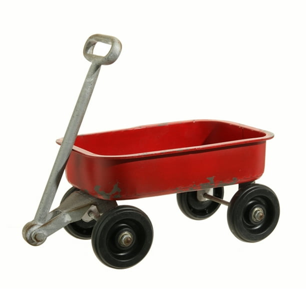 14.5" Red and Silver Rustic Classic Wagon Tabletop Decor