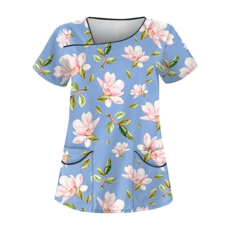 EHTMSAK Nurse Tops Uniform Scrubs Floral with Pocket Womens Top with Pockets Floral Patchwork Printed Short Sleeve V-Neck Blouse Sky Blue 4X
EHTMSAK Nurse Tops Uniform Scrubs Floral with Pocket Womens Top with Pockets Floral Patchwork Printed Short Sleeve V-Neck Blouse Sky Blue 4X