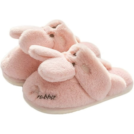 DanceeMangoo Women Bunny Animal Slippers Cute Soft Memory Foam Anti-Skid Faux Fur House Slippers Indoor Outdoor Warm Bedroom Shoes