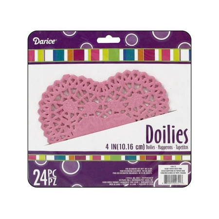 Paper Doily 4" Heart Pink 24pc, 889092006417 By Darice