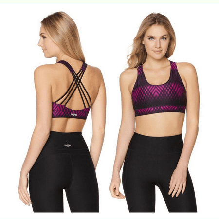 Warrior by Danica Patrick Strappy Back Sports Bra in Wild Orchid/Onyx Large
