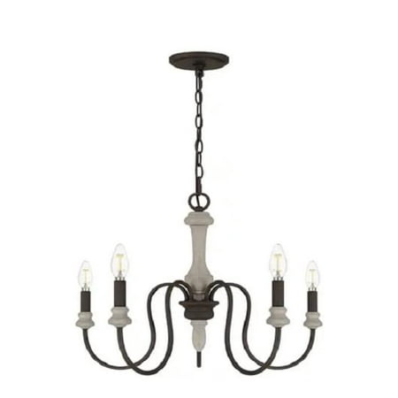 DSI Lighting 5-Light Matte Black and Faux Wood Chandelier