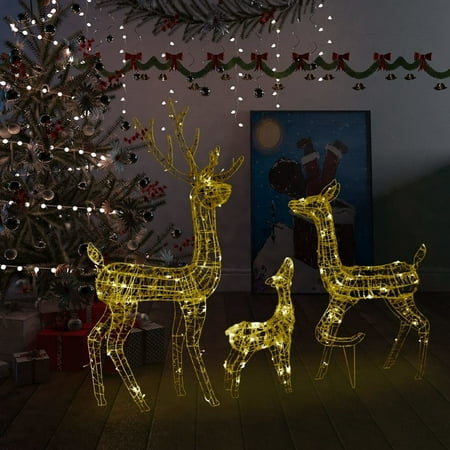 WONISOLI Acrylic Reindeer Family Christmas Decoration 300 LED Warm White