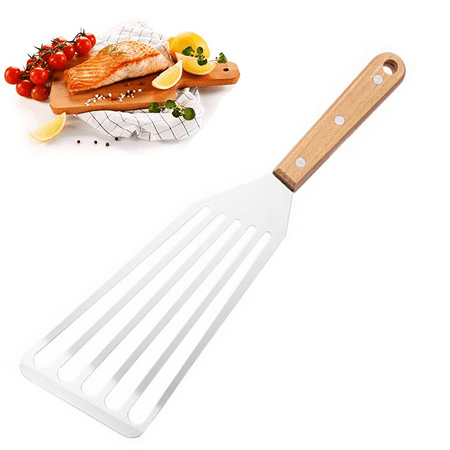 Stainless Steel Slotted Fish Spatula with Heat Resistant Handle and Beveled Edges for Cooking Flipping Grilling & Frying | Dishwasher Safe & Riveted Handle with Hanging Hole, Wood Color, 2
Stainless Steel Slotted Fish Spatula with Heat Resistant Handle and Beveled Edges for Cooking Flipping Grilling & Frying | Dishwasher Safe & Riveted Handle with Hanging Hole, Wood Color, 2