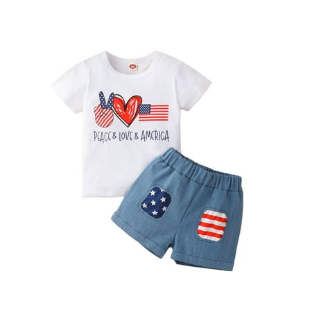 Xingqing Kids Independence Day 2pcs Suit Boys Girls Letter Flag Print Short Sleeve Tops Patchwork Shorts Blue 3-4 Years
Xingqing Kids Independence Day 2pcs Suit Boys Girls Letter Flag Print Short Sleeve Tops Patchwork Shorts Blue 3-4 Years