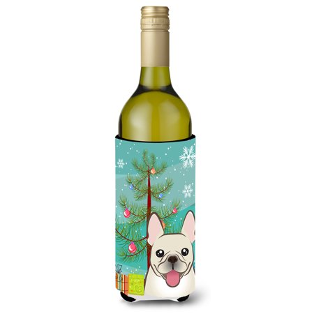 Christmas Tree and French Bulldog Wine Bottle Beverage Insulator Hugger BB1610LITERK
