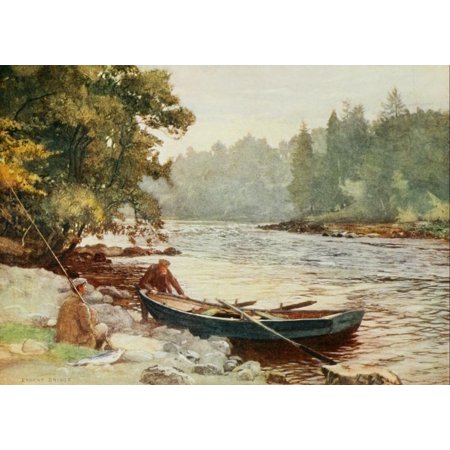 Angling & Art in Scotland 1908 Tay below Stobhall Canvas Art - Ernest Briggs (24 x 36)