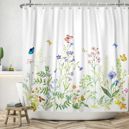 Floral Shower Curtain for Bathroom Watercolor Flower Butterfly Plant Bathtubs Curtain Spring Wildflower Botanical Leaves Shower Curtain Waterproof Polyester with Hooks 36x72Inch
Floral Shower Curtain for Bathroom Watercolor Flower Butterfly Plant Bathtubs Curtain Spring Wildflower Botanical Leaves Shower Curtain Waterproof Polyester with Hooks 36x72Inch