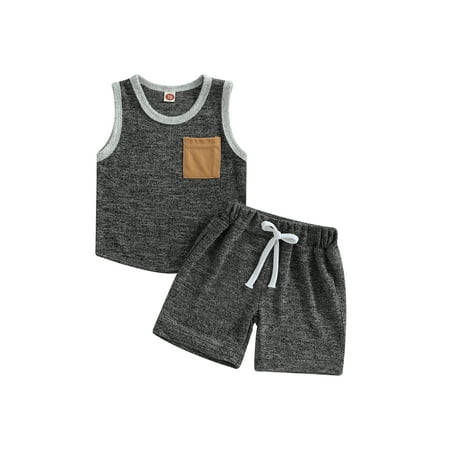 Qtinghua Toddler Baby Boy Summer Clothes Sleeveless Tank Top Vest Elastic Waist Shorts Set 2Pcs Summer Casual Outfits Dark Gray 6-12 Months
Qtinghua Toddler Baby Boy Summer Clothes Sleeveless Tank Top Vest Elastic Waist Shorts Set 2Pcs Summer Casual Outfits Dark Gray 6-12 Months