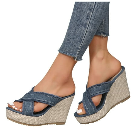 Huanghuaa Women s Summer Fashion Open Toe Thick Bottom Slope Heel Denim Sandals Slippers Casual Comfortable Out Beach Slippers Slippers for Women Size 11 Wide Width
Huanghuaa Women s Summer Fashion Open Toe Thick Bottom Slope Heel Denim Sandals Slippers Casual Comfortable Out Beach Slippers Slippers for Women Size 11 Wide Width