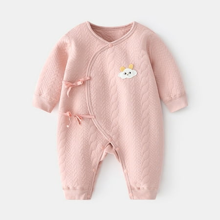 Yidarton Baby Jumpsuit Baby Warm Cotton Padded Newborn Clothes Autumn And Winter Ha Clothes Boneless Climbing Clothes Newborn Pink