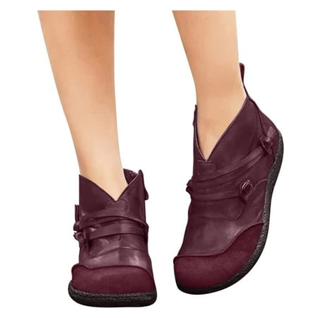 Tuscom Womens Ankle Boots Fashion Solid Boots Zipper Women Buckle Strap Round Toe Flat Heel Boots Shoes
Tuscom Womens Ankle Boots Fashion Solid Boots Zipper Women Buckle Strap Round Toe Flat Heel Boots Shoes