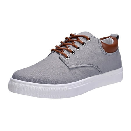 Mens Casual Shoes Men Low Top Canvas Walking Shoes Lace Up Fashion Sneakers Casual Shoes Casual Shoes for Men Canvas Grey 44