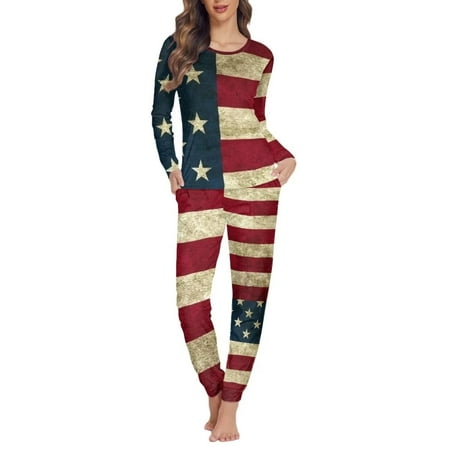 Renewold 2 Piece Winter Pajamas for Women Warm Comfortable Nightwear 4th of July US Flag Print Sleepwear Crew Neck Long Sleeve Pajamas Tops and Pants Lounge Set Size M
Renewold 2 Piece Winter Pajamas for Women Warm Comfortable Nightwear 4th of July US Flag Print Sleepwear Crew Neck Long Sleeve Pajamas Tops and Pants Lounge Set Size M